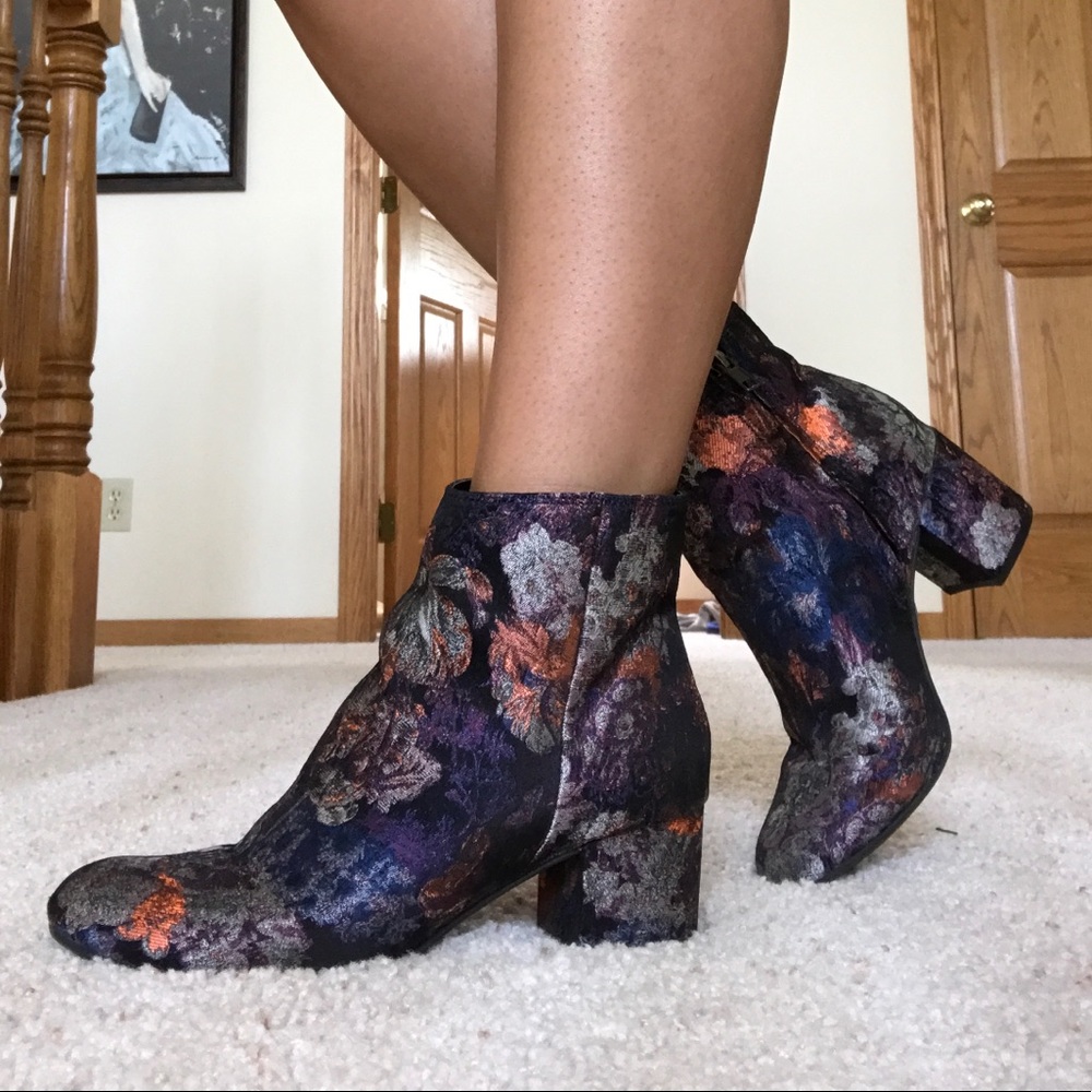 Patterned ankle booties